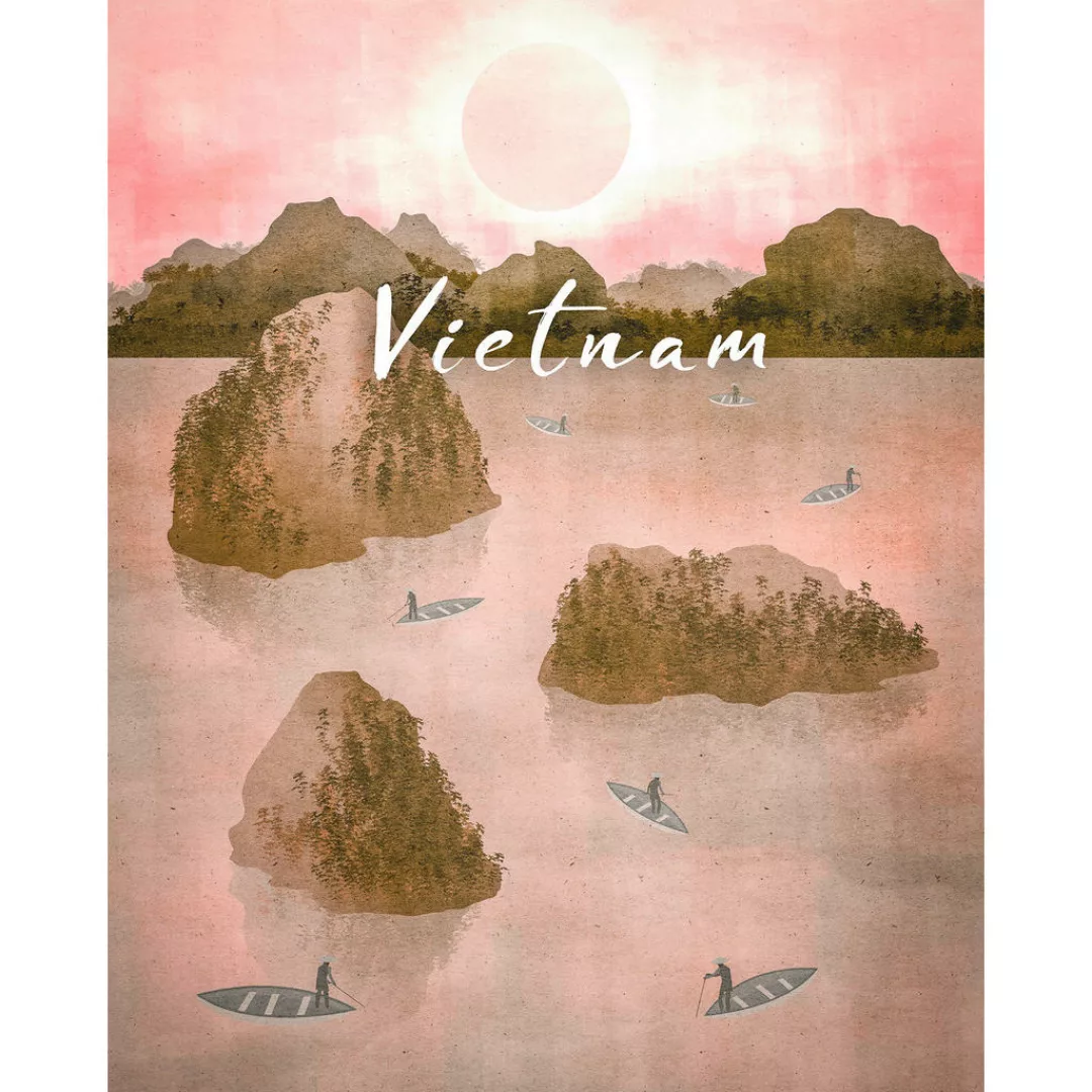 Komar Wandbild Vintage Travel Vietnam Landschaft B/L: ca. 40x50 cm günstig online kaufen