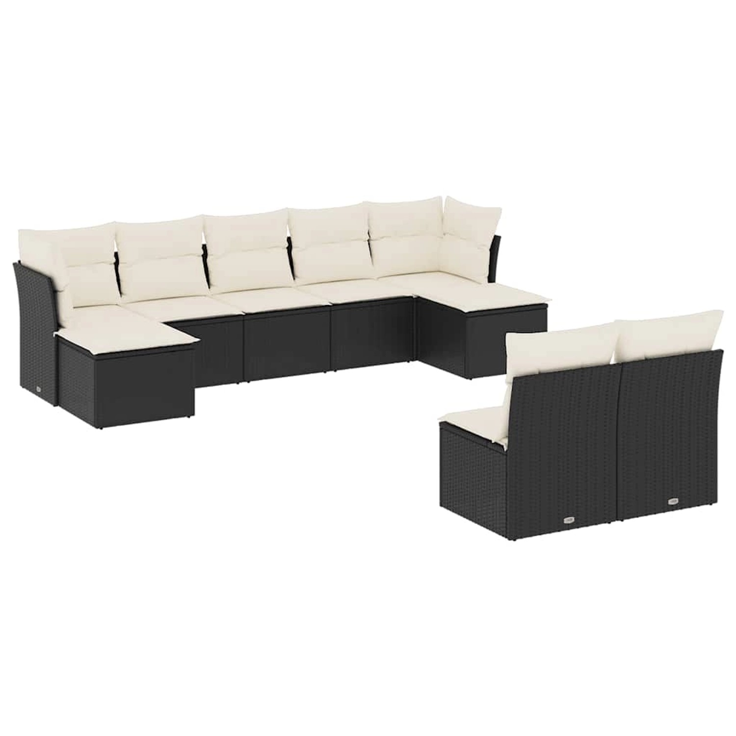 vidaXL 9-Tlg Garten-Sofagarnitur mit Kissen Schwarz Poly Rattan 3250105 günstig online kaufen