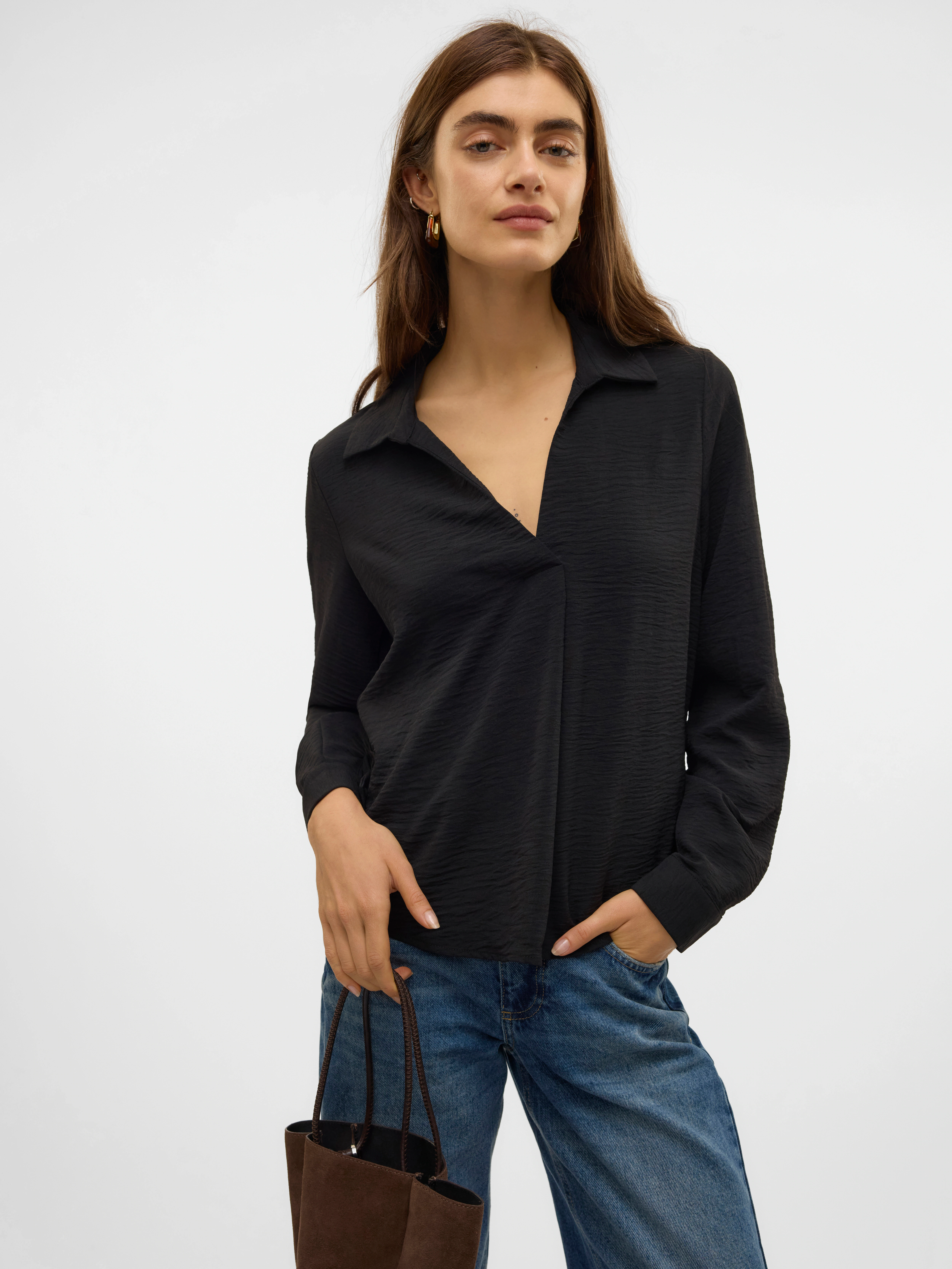 Vero Moda Blusenshirt "VMALVA L/S COLLAR TOP WVN GA" günstig online kaufen