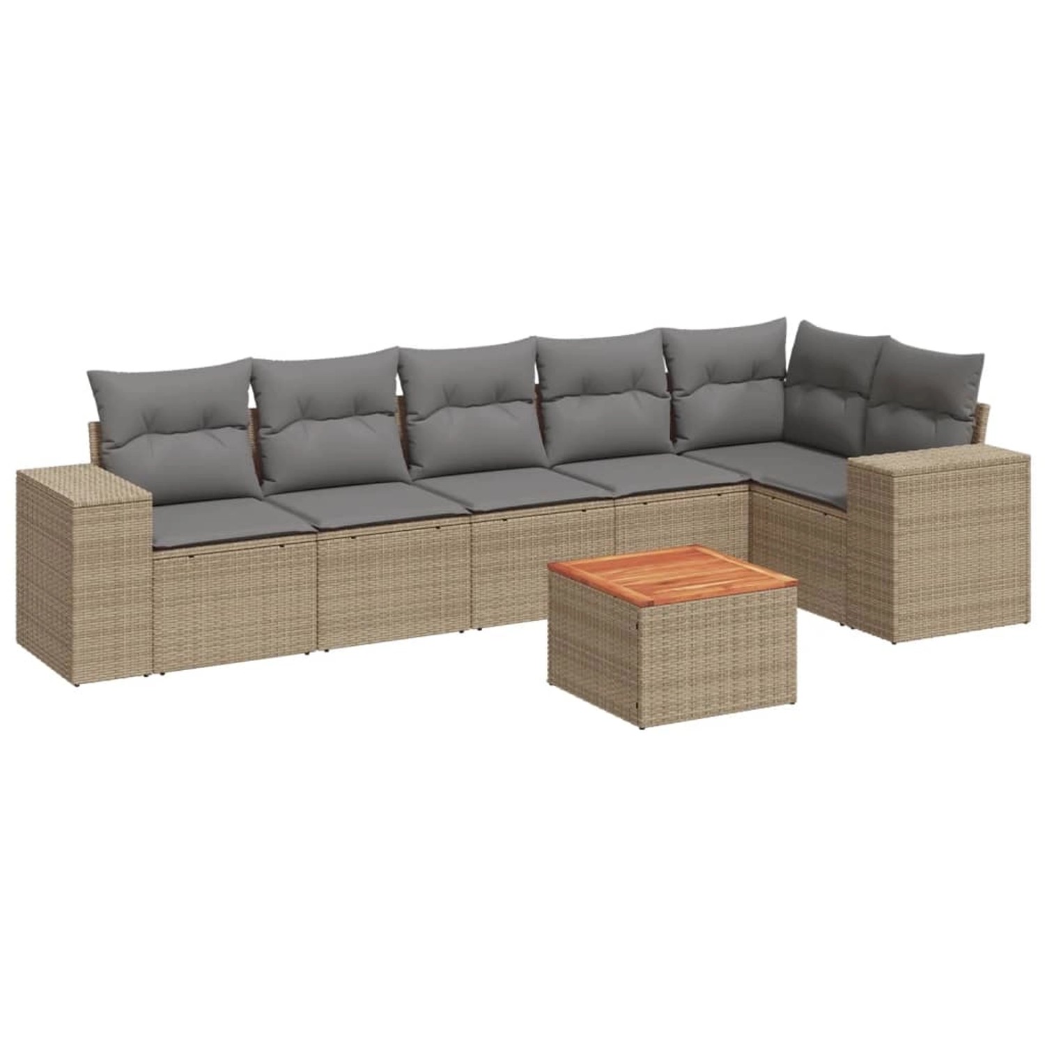 vidaXL 7-Tlg Garten-Sofagarnitur mit Kissen Beige Poly Rattan 3225457 günstig online kaufen