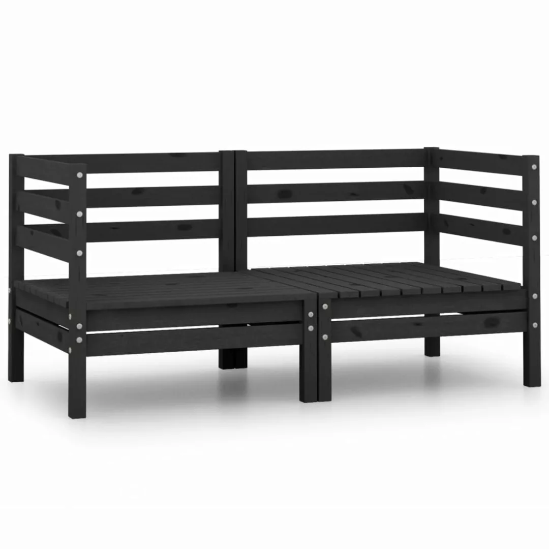 Garten-ecksofas 2 Stk. Schwarz Massivholz Kiefer günstig online kaufen