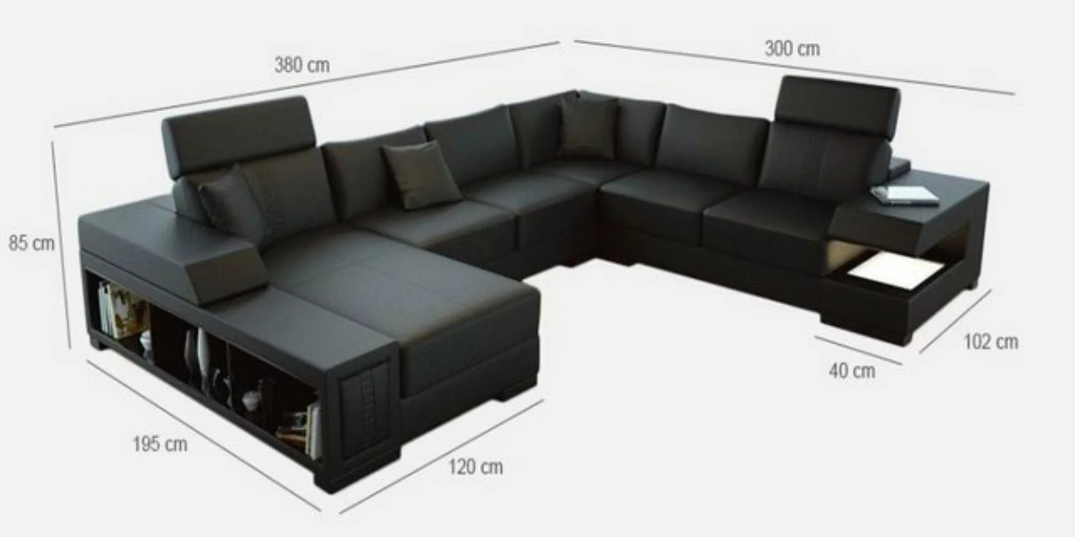 Xlmoebel Ecksofa Sofa in U-Form mit Polsterung und Lederoptik, Wohnlandscha günstig online kaufen