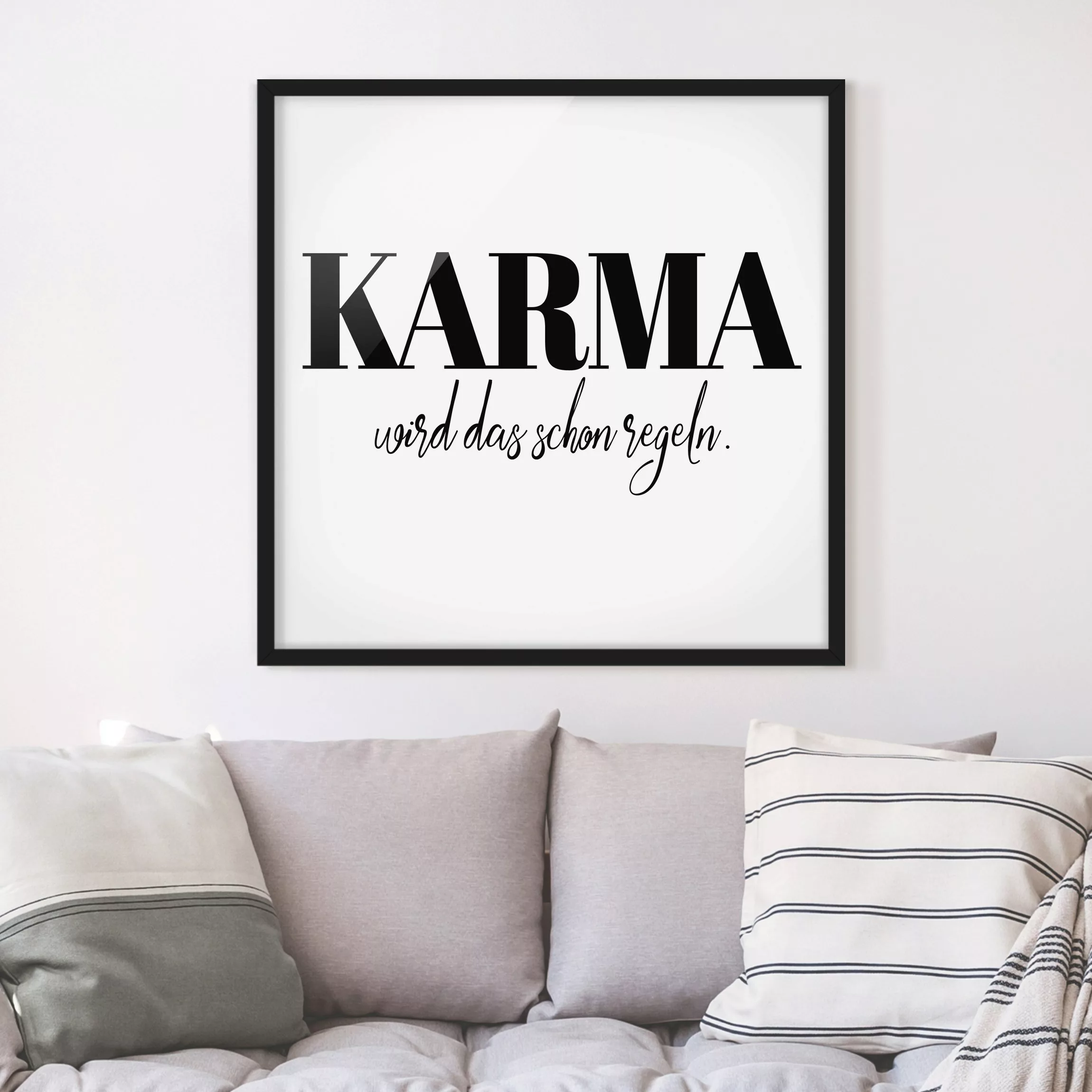 Bild mit Rahmen Spruch - Quadrat Karma wird das schon regeln günstig online kaufen