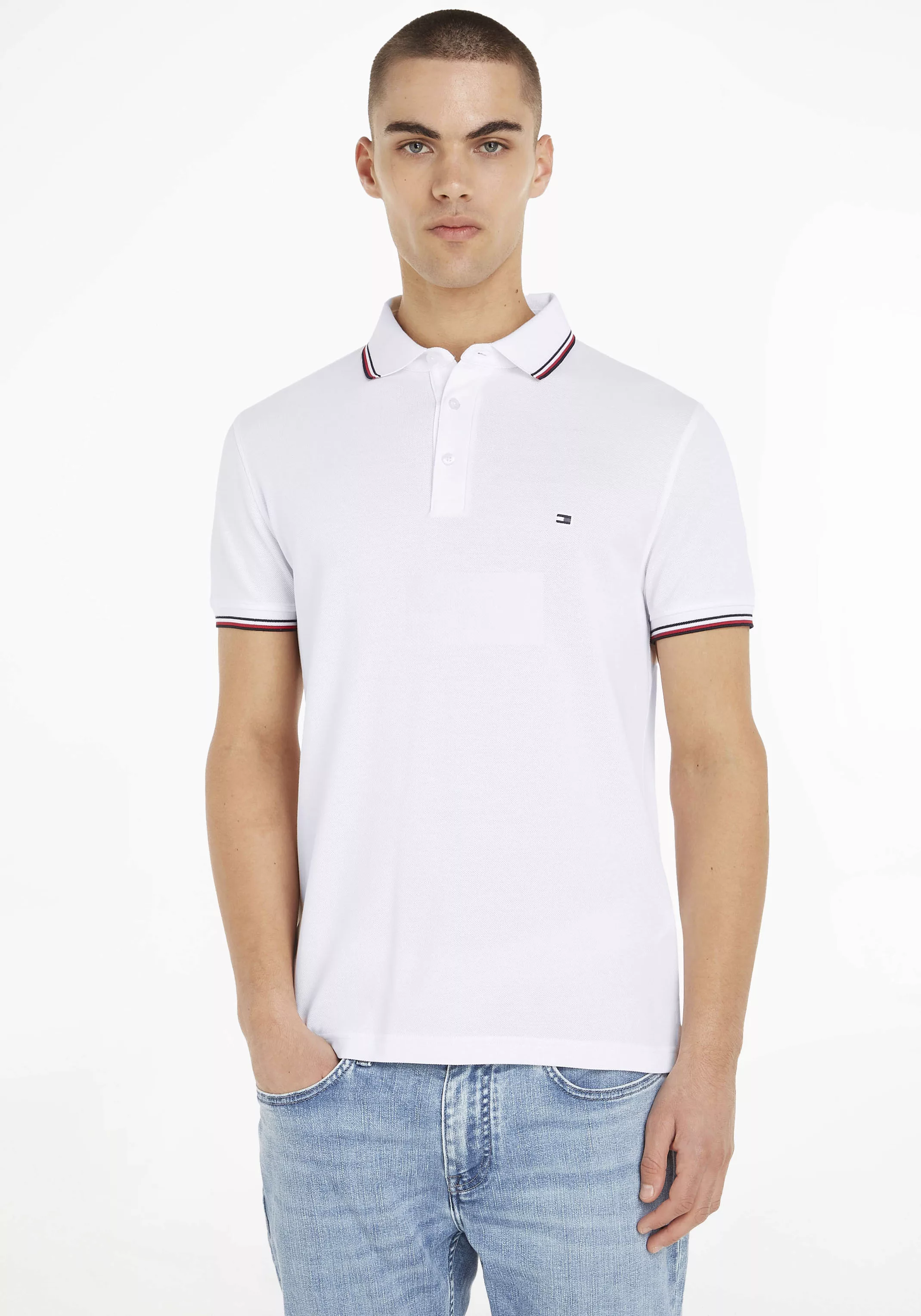 Tommy Hilfiger Poloshirt 1985 RWB TIPPED SLIM POLO mit TH-Farben an Ärmel u günstig online kaufen