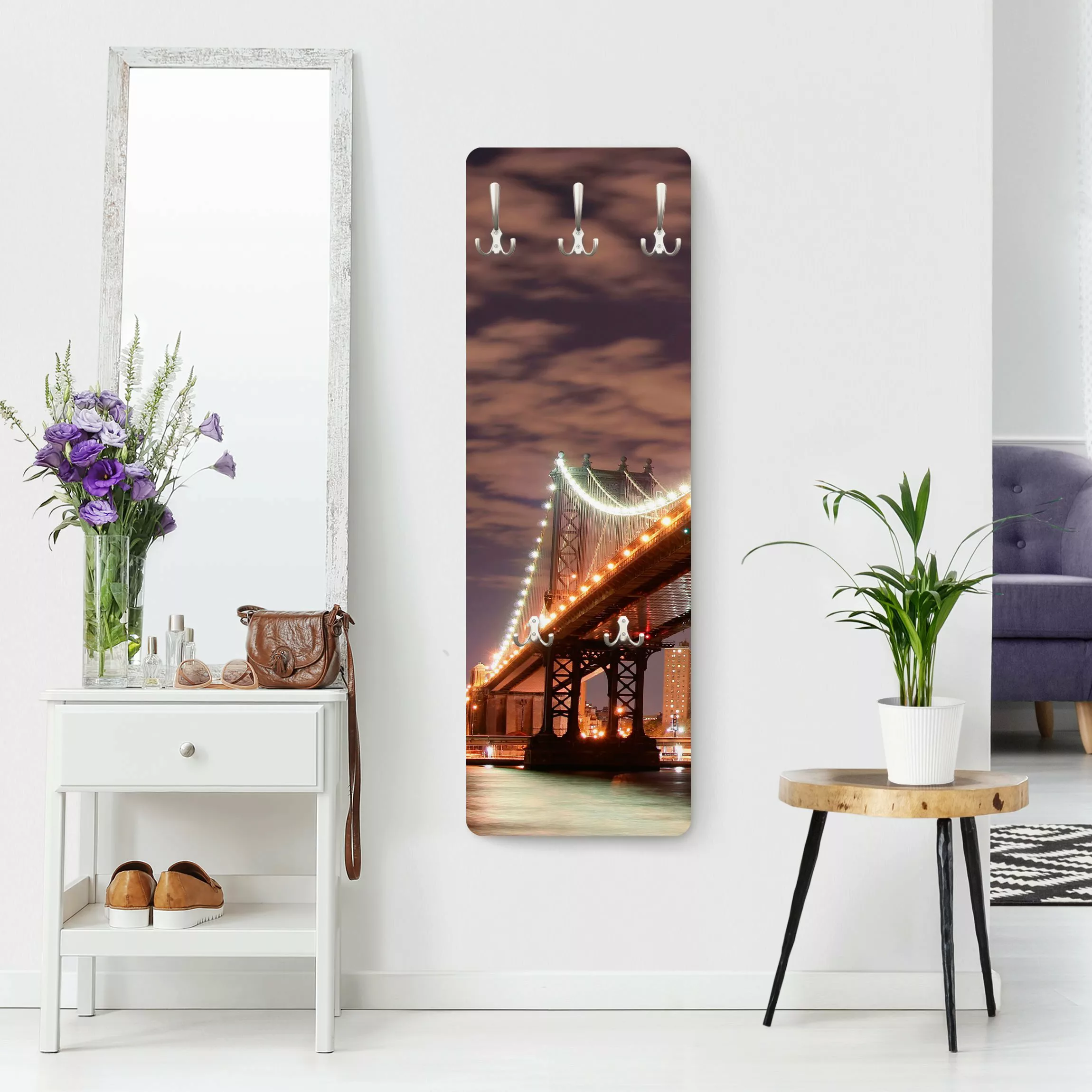 Wandgarderobe Holzpaneel Architektur & Skyline Manhattan Bridge günstig online kaufen