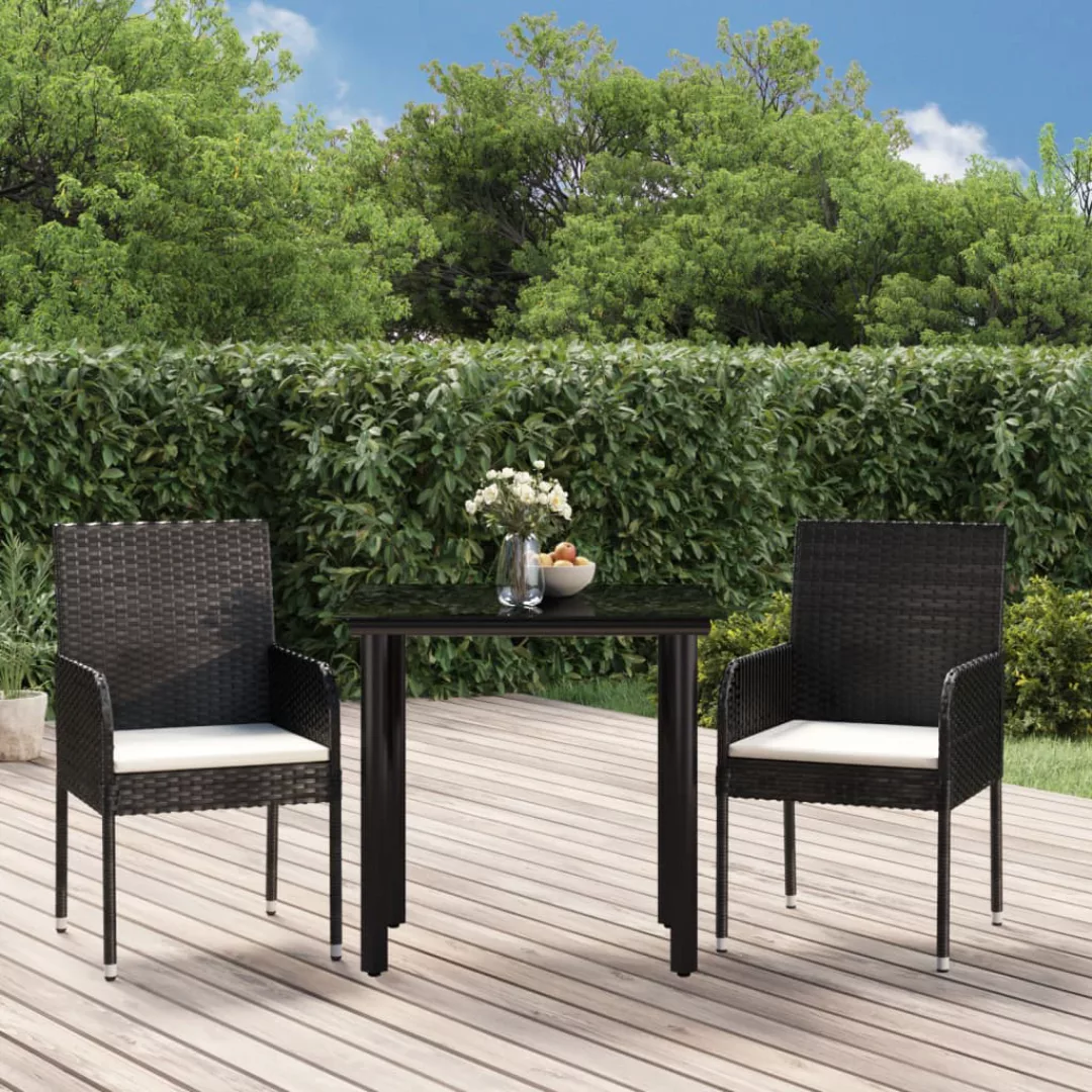 Vidaxl 3-tlg. Garten-lounge-set Mit Kissen Schwarz Poly Rattan günstig online kaufen