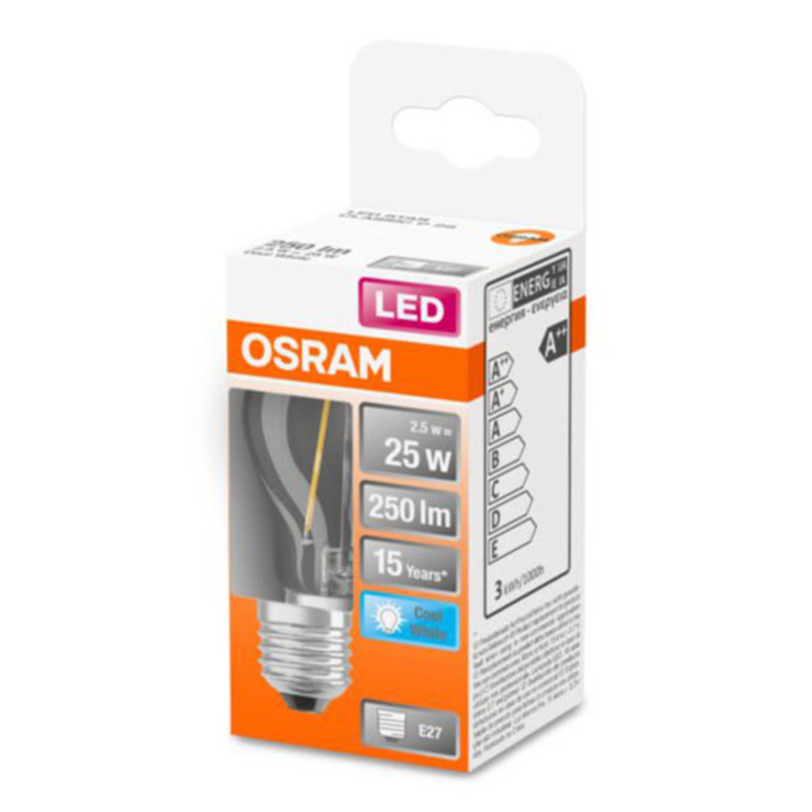 Osram LED Lampe ersetzt 25W E27 Tropfen - P45 in Transparent 2,5W 250lm 400 günstig online kaufen