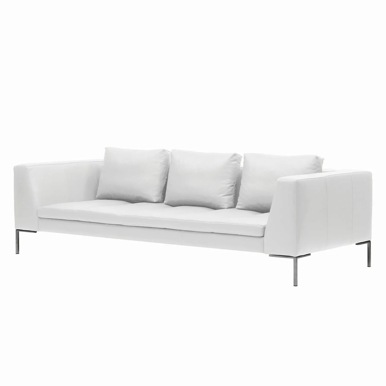 home24 Studio Copenhagen Sofa Madison 3-Sitzer Weiß Echtleder 238x66x105 cm günstig online kaufen