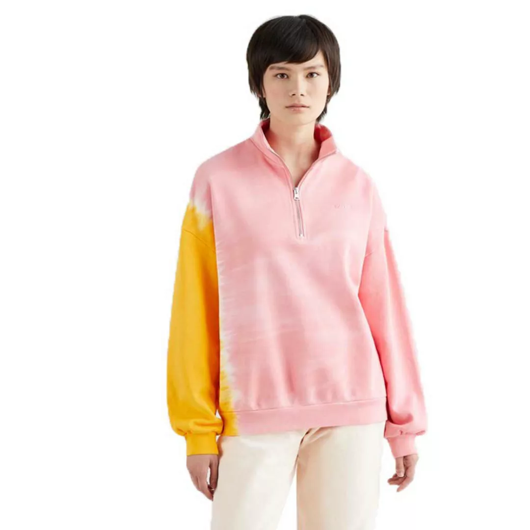 Levi's – Sweatshirt mit kurzem Reißverschluss und Batikmuster-Weiß günstig online kaufen