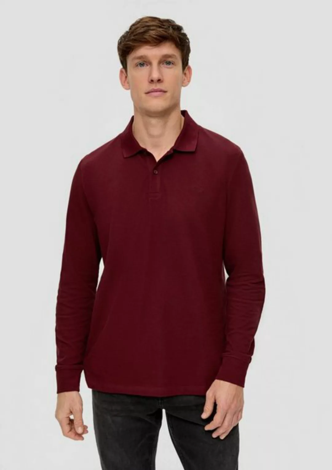 s.Oliver Langarmshirt Polo-Shirt mit Logo-Detail Logo günstig online kaufen