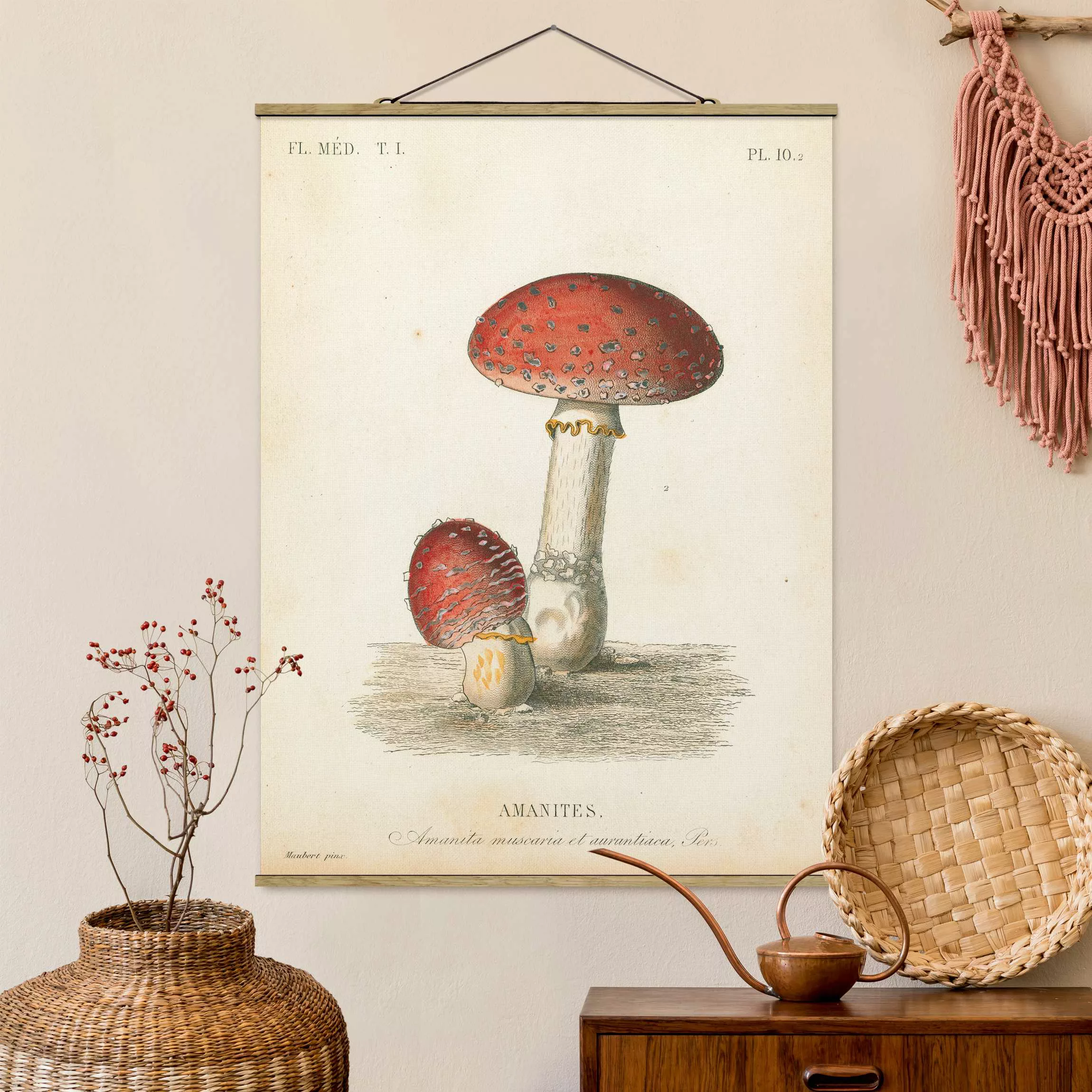 Stoffbild mit Posterleisten Französische Pilze II günstig online kaufen
