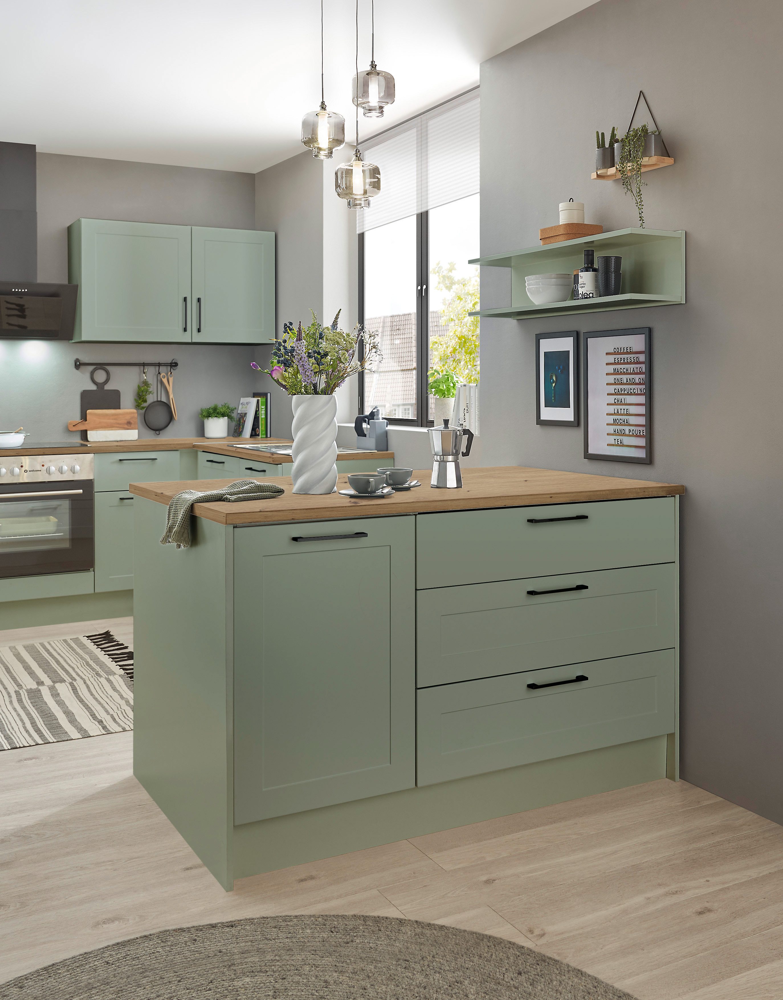 BASIC by Balculina Kücheninsel "Marsi", Breite 145 cm, Türen und Schubkäste günstig online kaufen