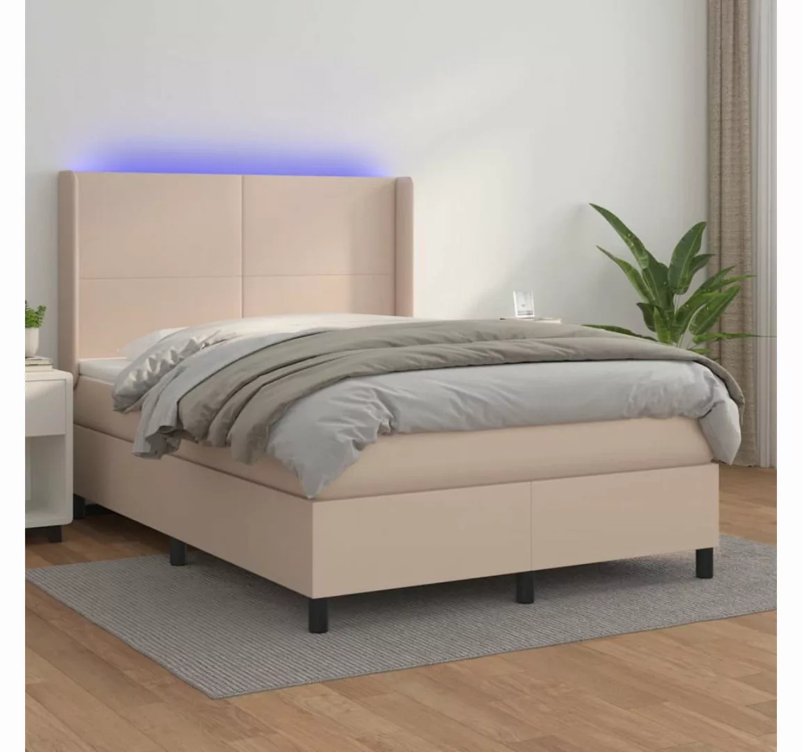 vidaXL Boxspringbett Boxspringbett mit Matratze und LED Kunstleder (140 x 2 günstig online kaufen