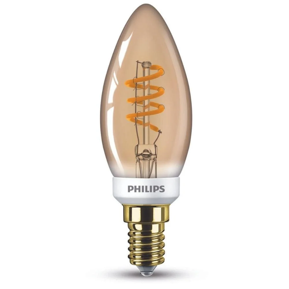 Philips LED Lampe ersetzt 15W, E14 Kerzenform B35, gold, warmweiß, 136 Lume günstig online kaufen