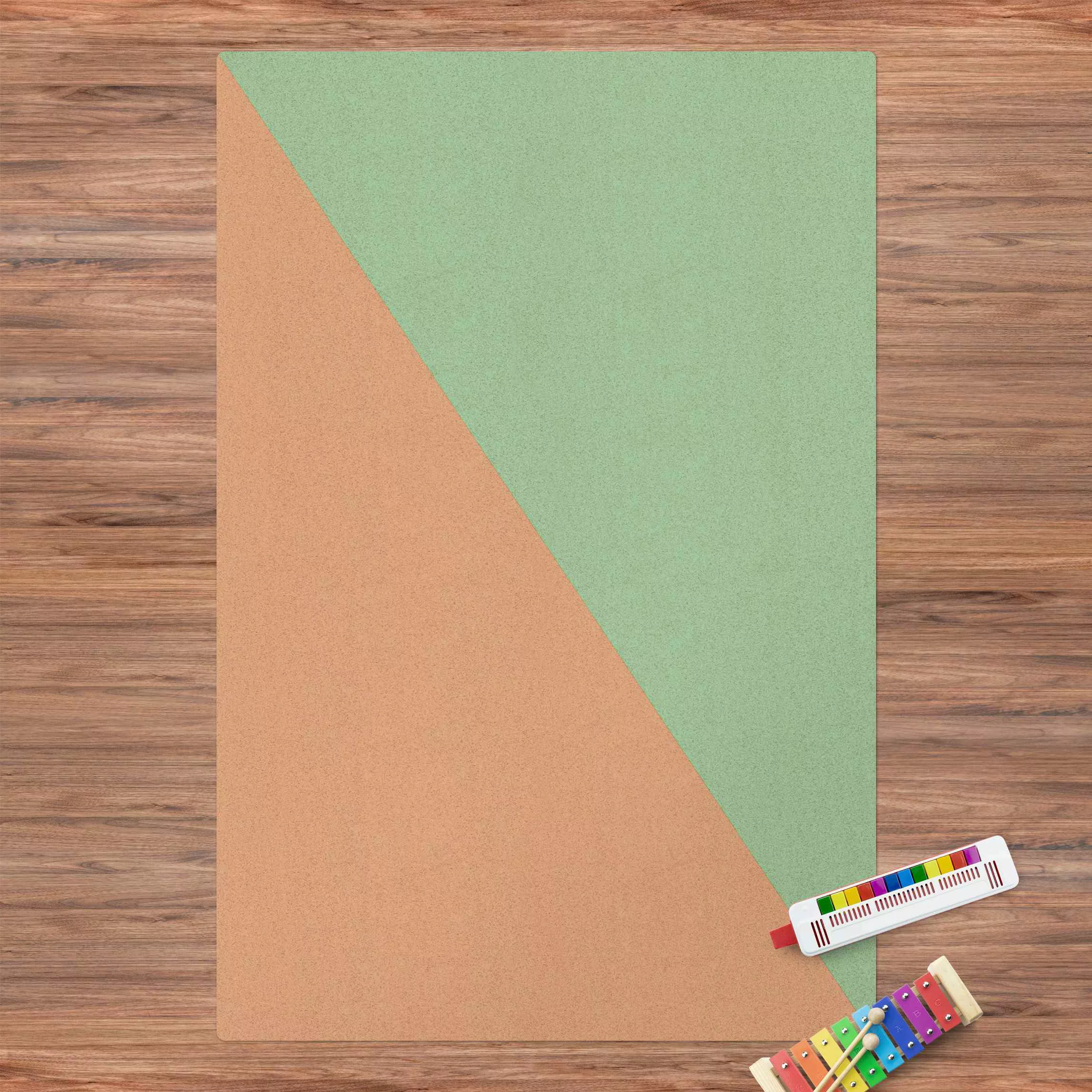 Kork-Teppich Einfaches Mintfarbenes Dreieck günstig online kaufen