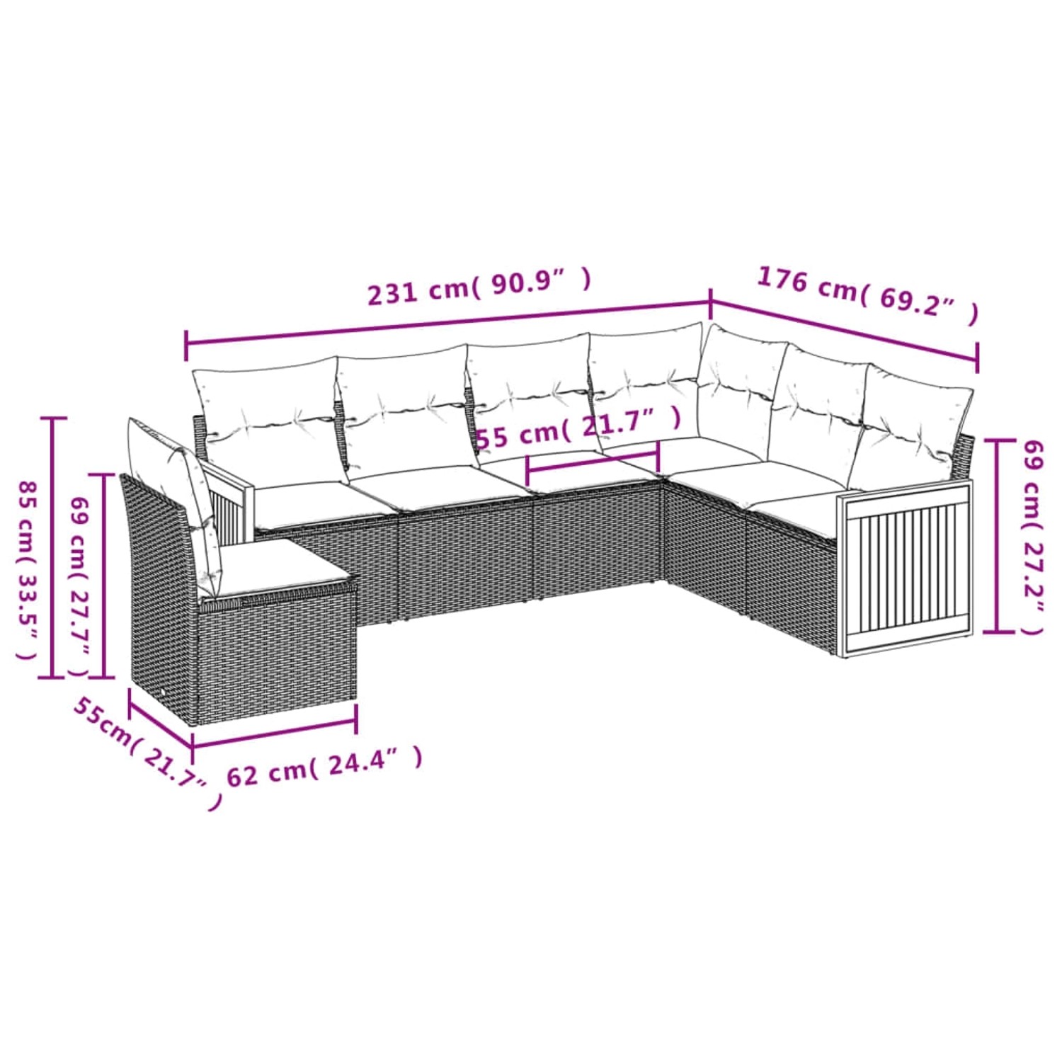 vidaXL 6-tlg Garten-Sofagarnitur mit Kissen Grau Poly Rattan Modell 144 günstig online kaufen