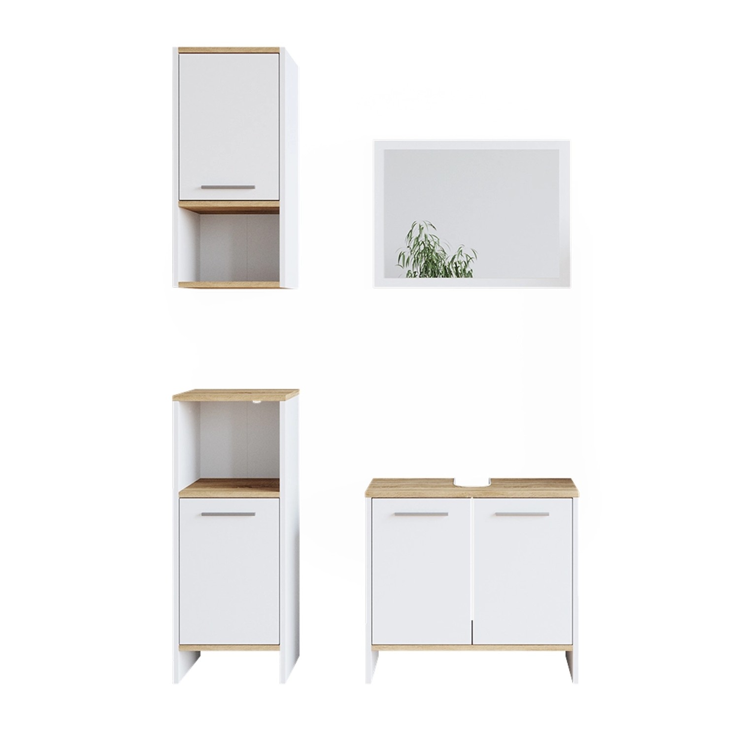 Vicco Badmöbel-Set Elvio Weiß/Sonoma 4 Teile günstig online kaufen