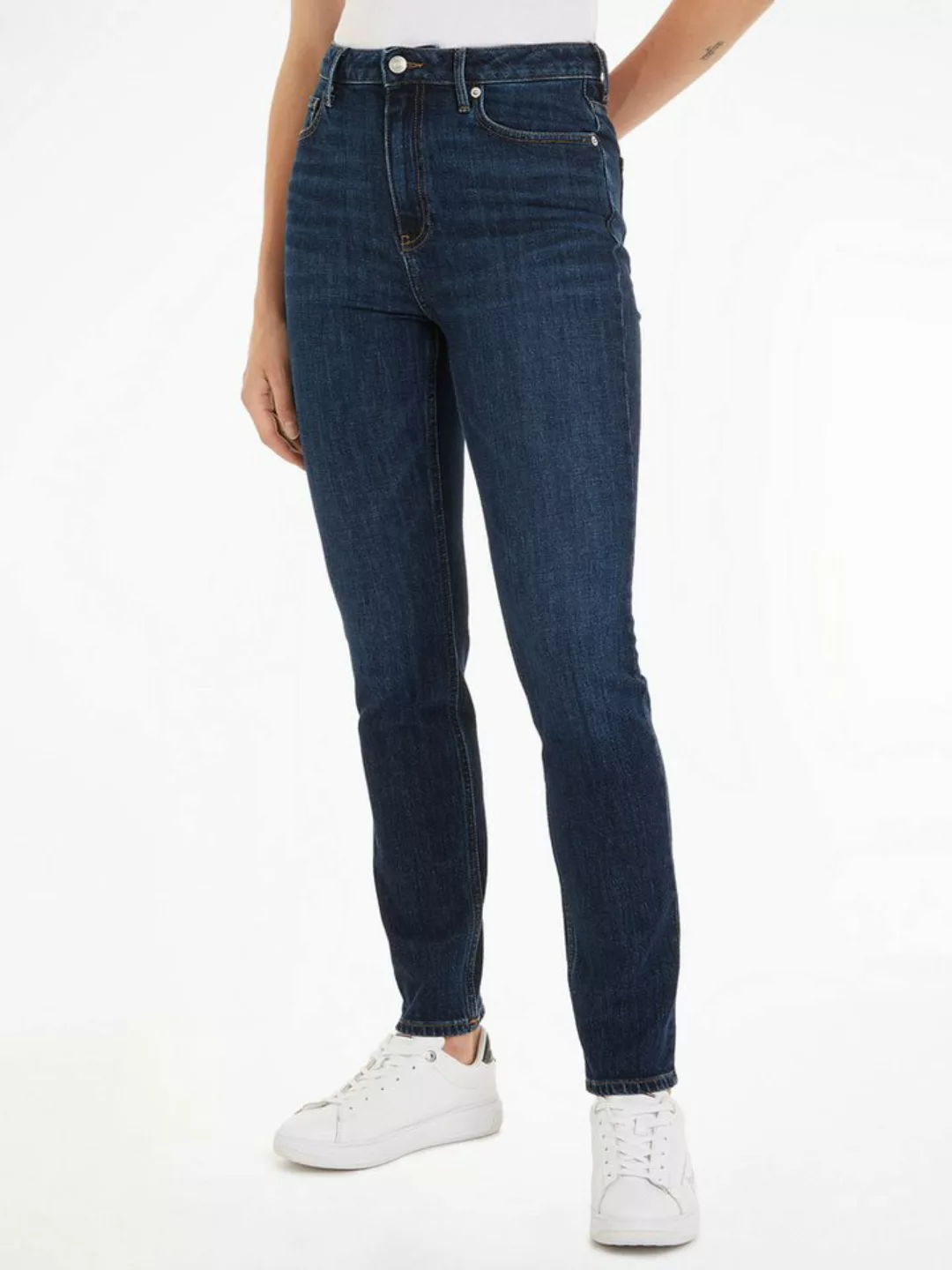 Tommy Hilfiger Slim-fit-Jeans SLIM CIGARETTE HW A DARK BLUE mit Tommy Hilfi günstig online kaufen