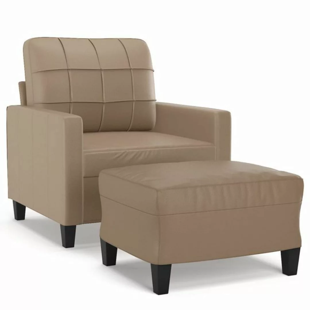vidaXL Sofa Sessel mit Hocker Cappuccino-Braun 60 cm Kunstleder günstig online kaufen