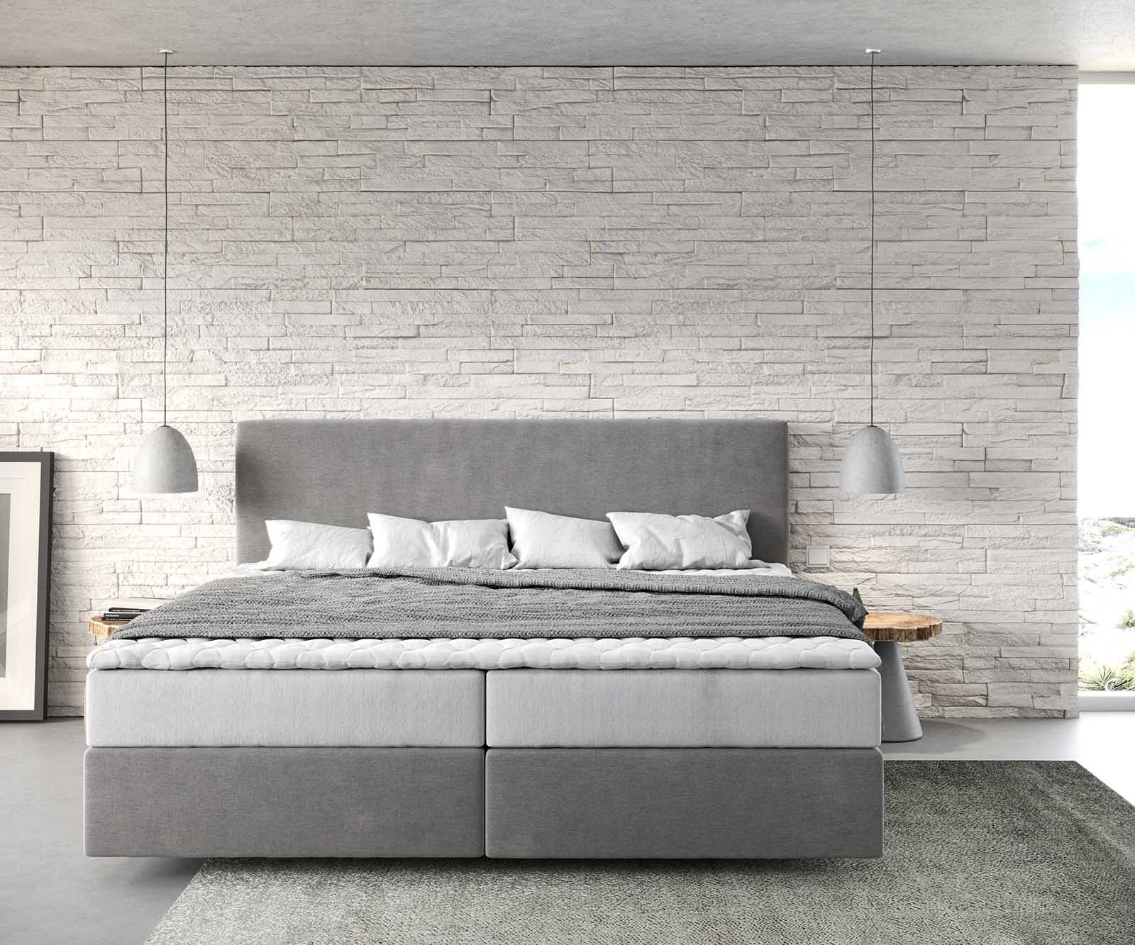 DELIFE Boxspringbett Dream-Well, Mikrofaser Grau 200x200 günstig online kaufen