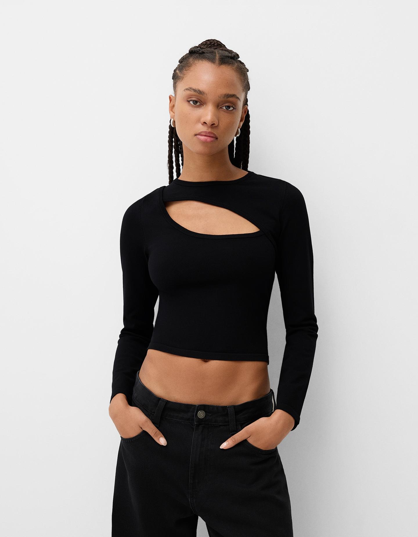 Bershka Pullover Mit Cut-Out Damen Xs Schwarz günstig online kaufen