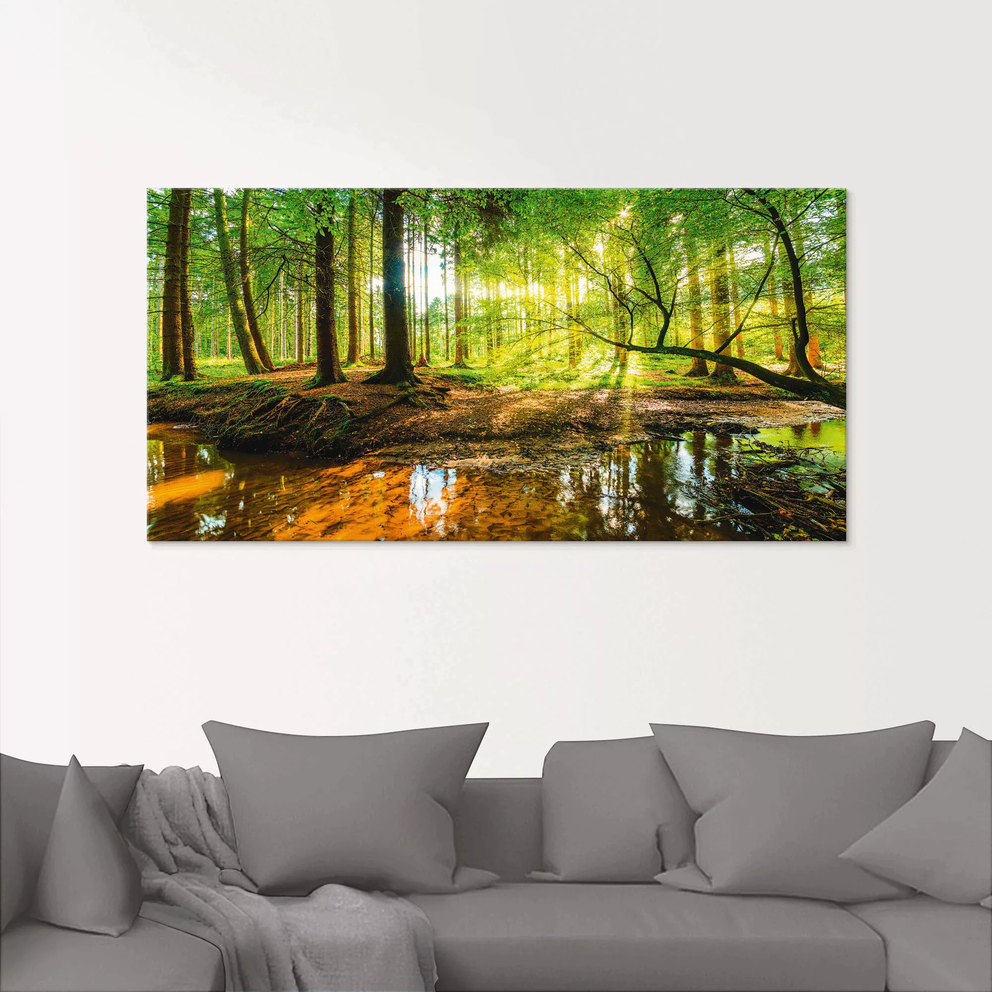 Artland Glasbild "Wald mit Bach", Wald, (1 St.) günstig online kaufen