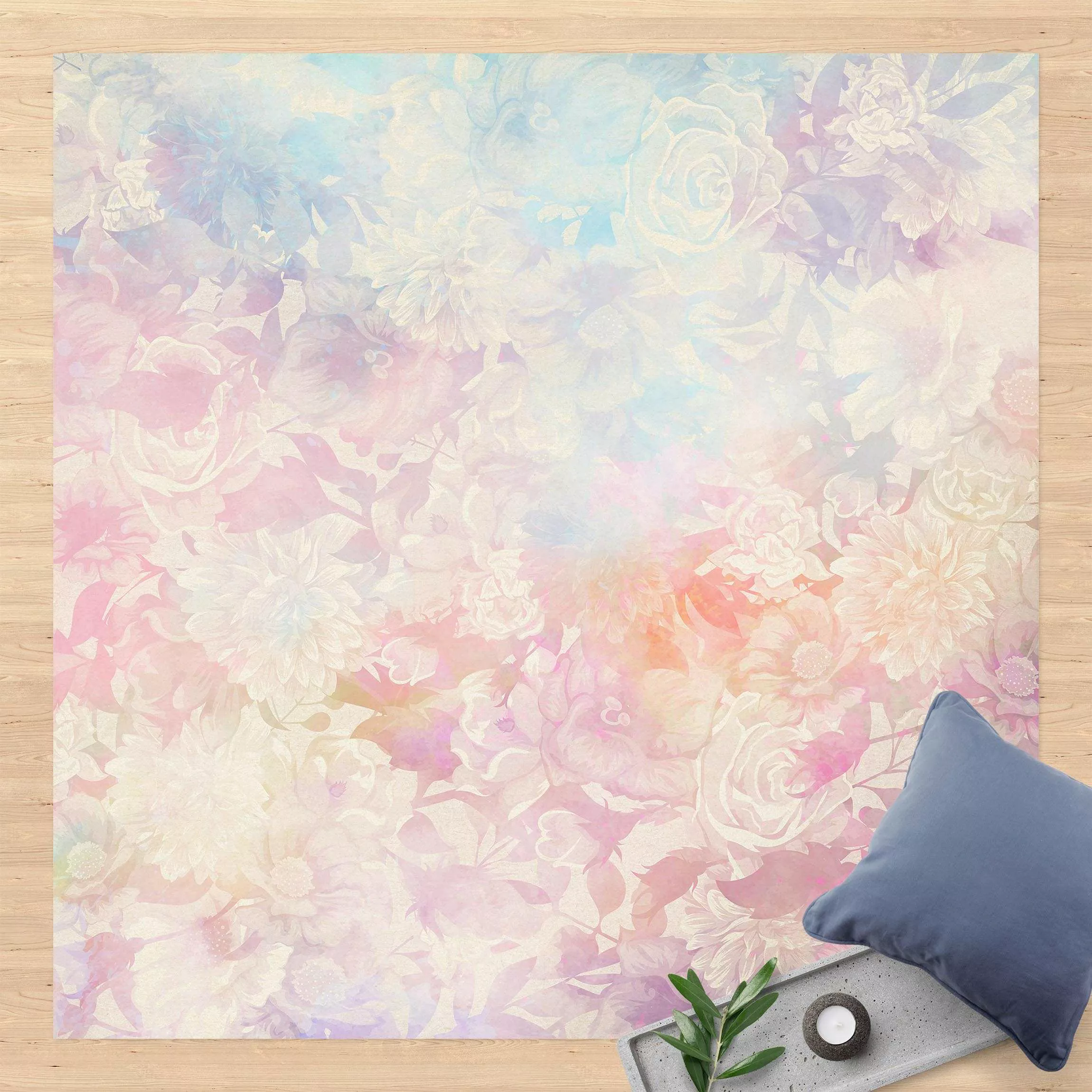 Vinyl-Teppich Zarter Blütentraum in Pastell günstig online kaufen