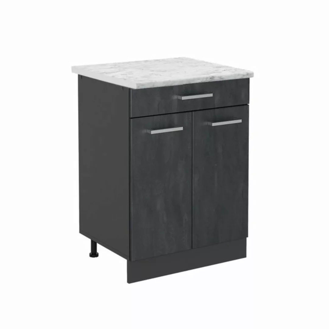 Vicco Unterschrank R-Line, Schwarz Beton/Anthrazit, 80 cm AP Marmor günstig online kaufen