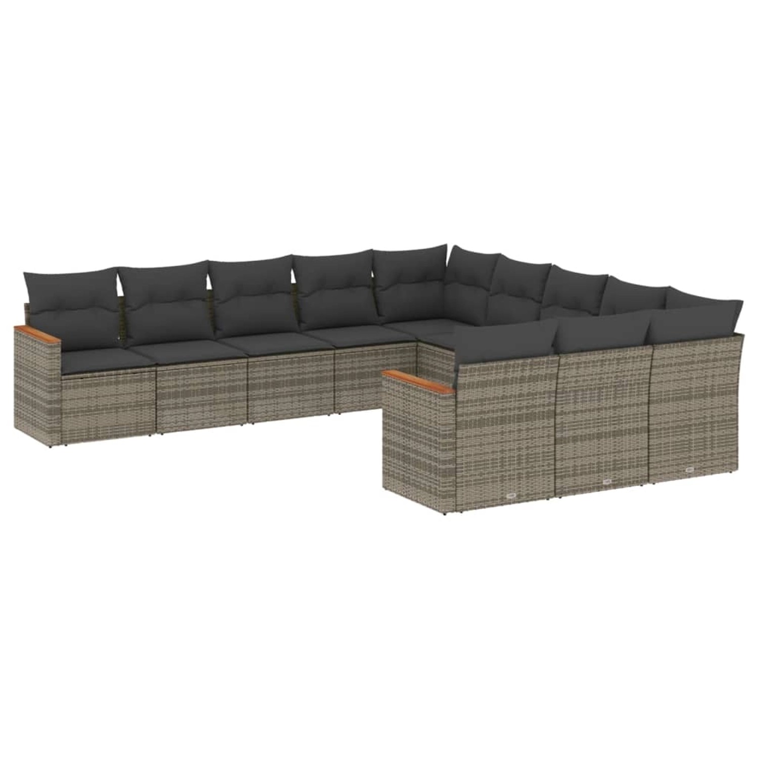 vidaXL 11-Tlg Garten-Sofagarnitur mit Kissen Grau Poly Rattan 3258833 günstig online kaufen