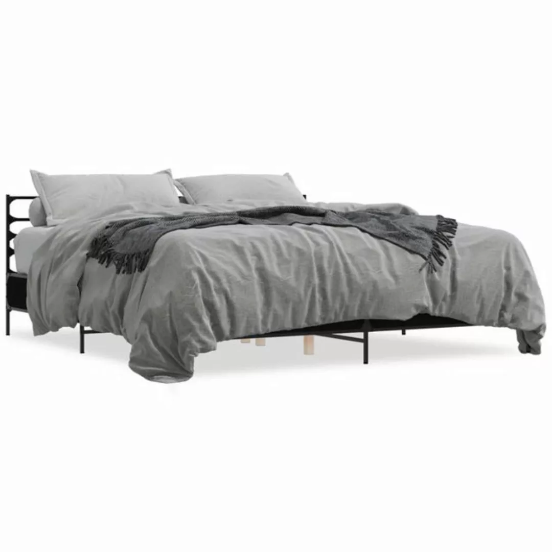 vidaXL Bett Bettgestell Schwarz 180x200 cm Holzwerkstoff und Metall günstig online kaufen