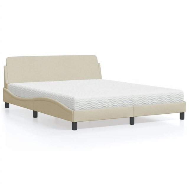 vidaXL Bett Bett mit Matratze Creme 160x200 cm Stoff günstig online kaufen