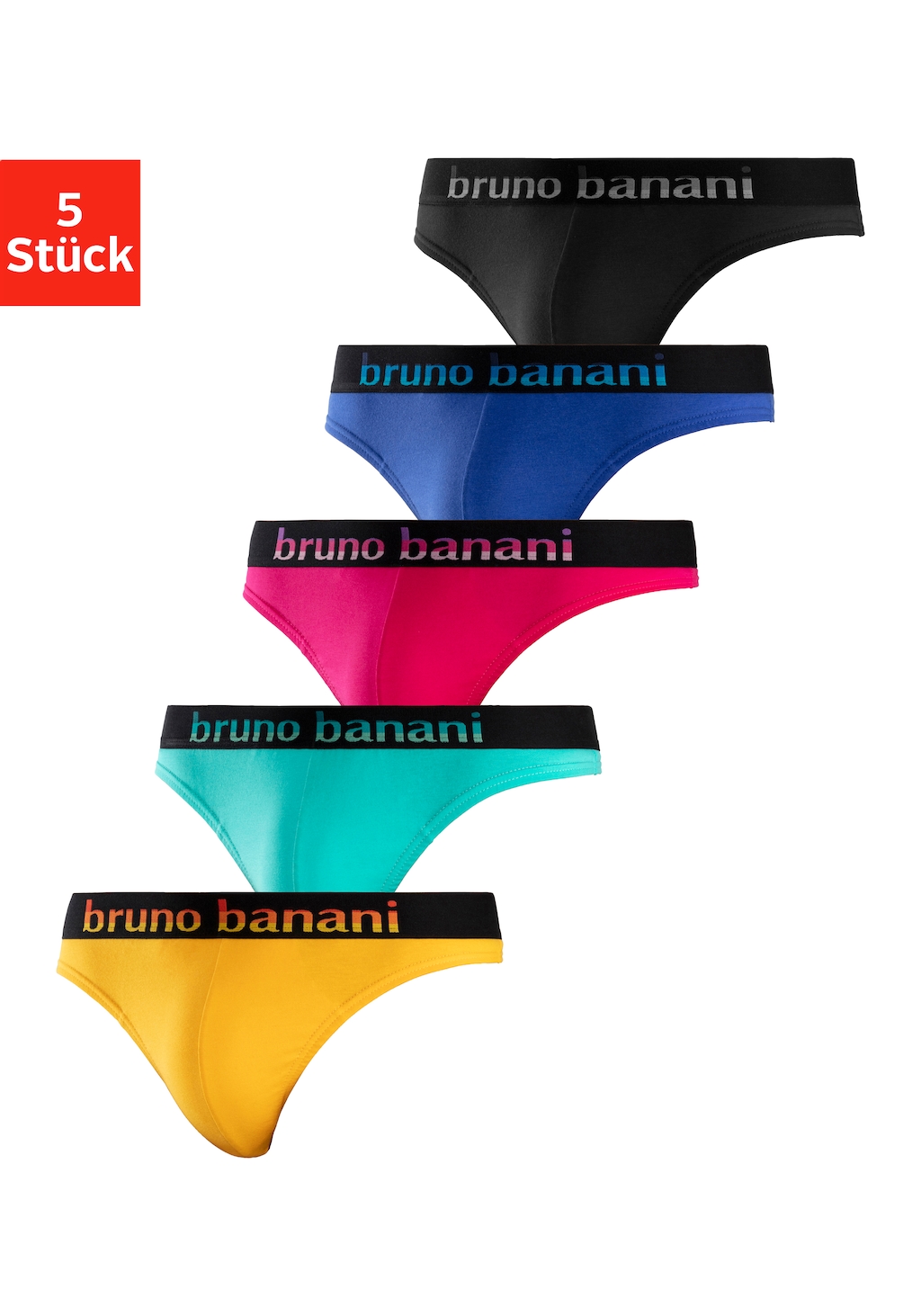 Bruno Banani String, (Packung, 5 St.), mit Streifen Logo Webbund günstig online kaufen
