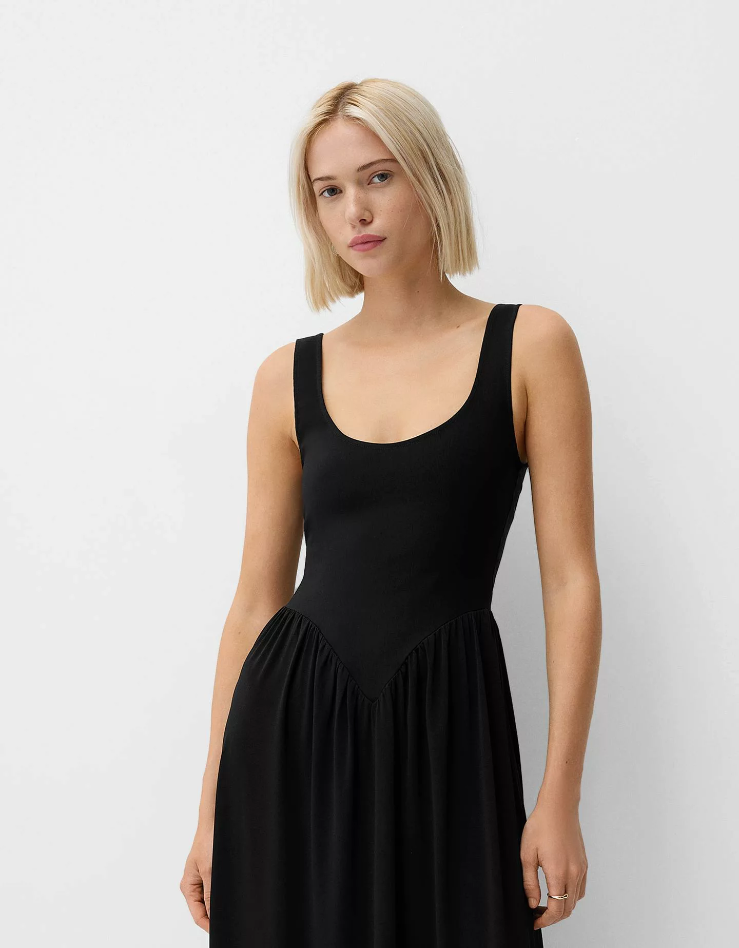 Bershka Midikleid Mit Trägern Damen L Schwarz günstig online kaufen