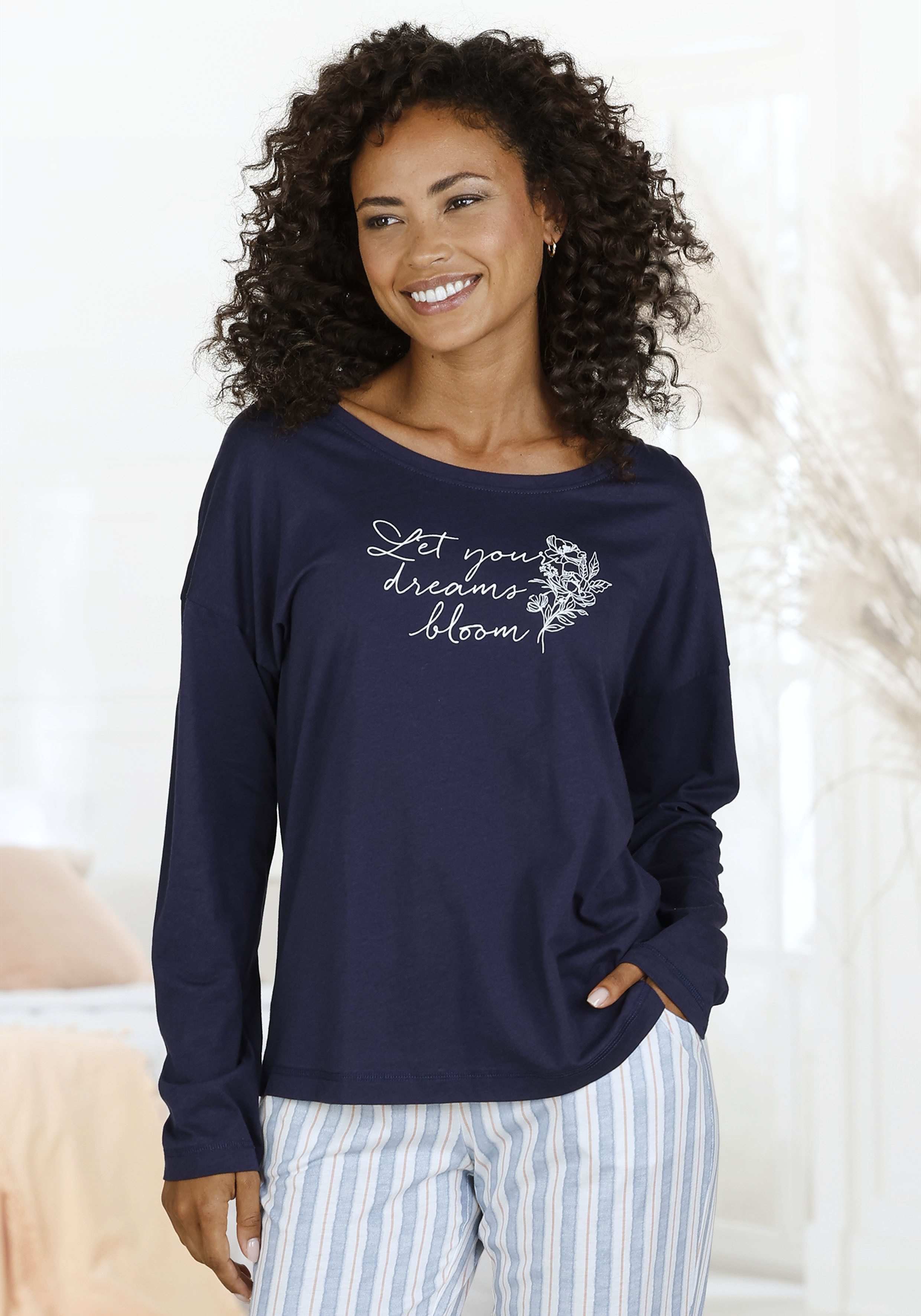 Vivance Dreams Pyjamaoberteil, mit Frontdruck günstig online kaufen