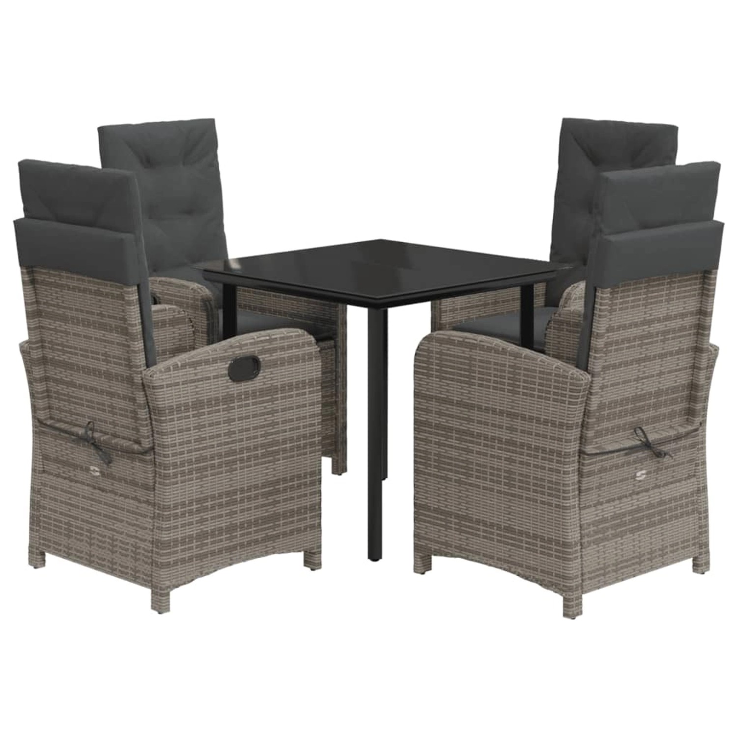 vidaXL 5-Tlg Garten-Essgruppe mit Kissen Grau Poly Rattan 3212361 günstig online kaufen