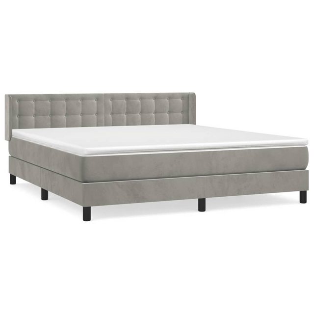 vidaXL Bettgestell Boxspringbett mit Matratze Hellgrau 160x200 cm Samt Bett günstig online kaufen