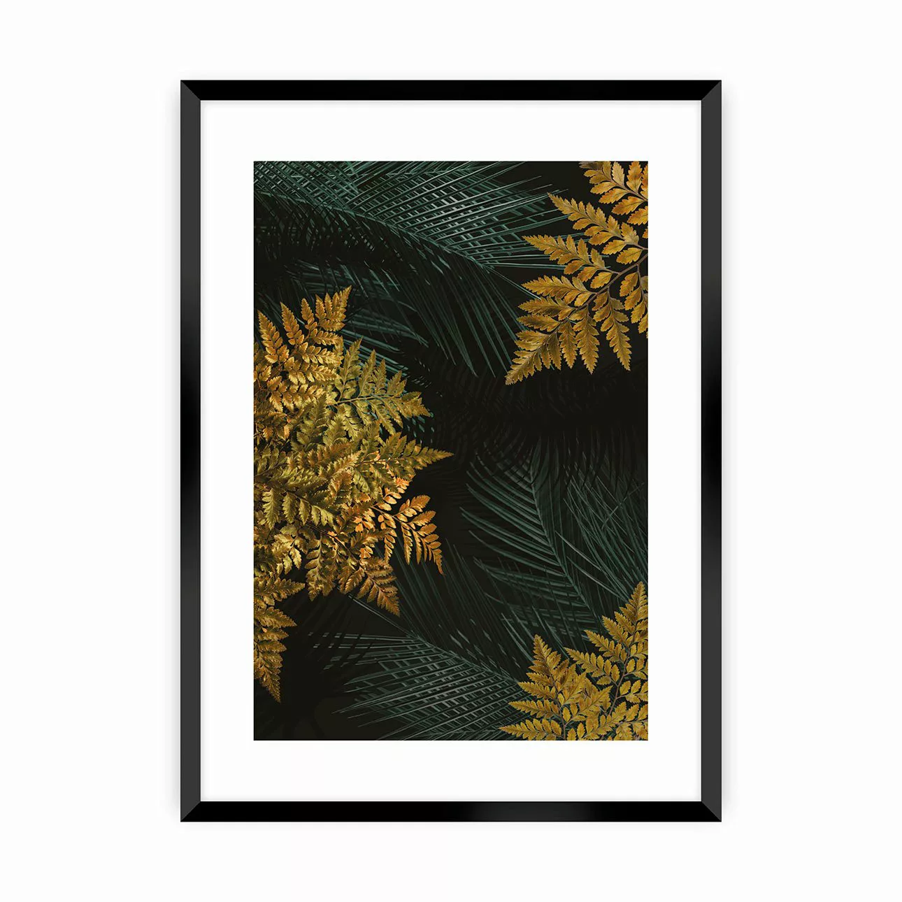 Poster Golden Leaves II, 21 x 30 cm, Ramka: Czarna günstig online kaufen