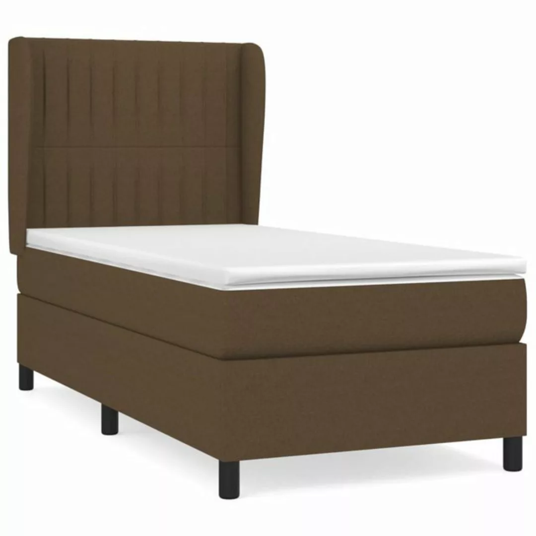 vidaXL Boxspringbett Boxspringbett mit Matratze Dunkelbraun 100x200 cm Stof günstig online kaufen