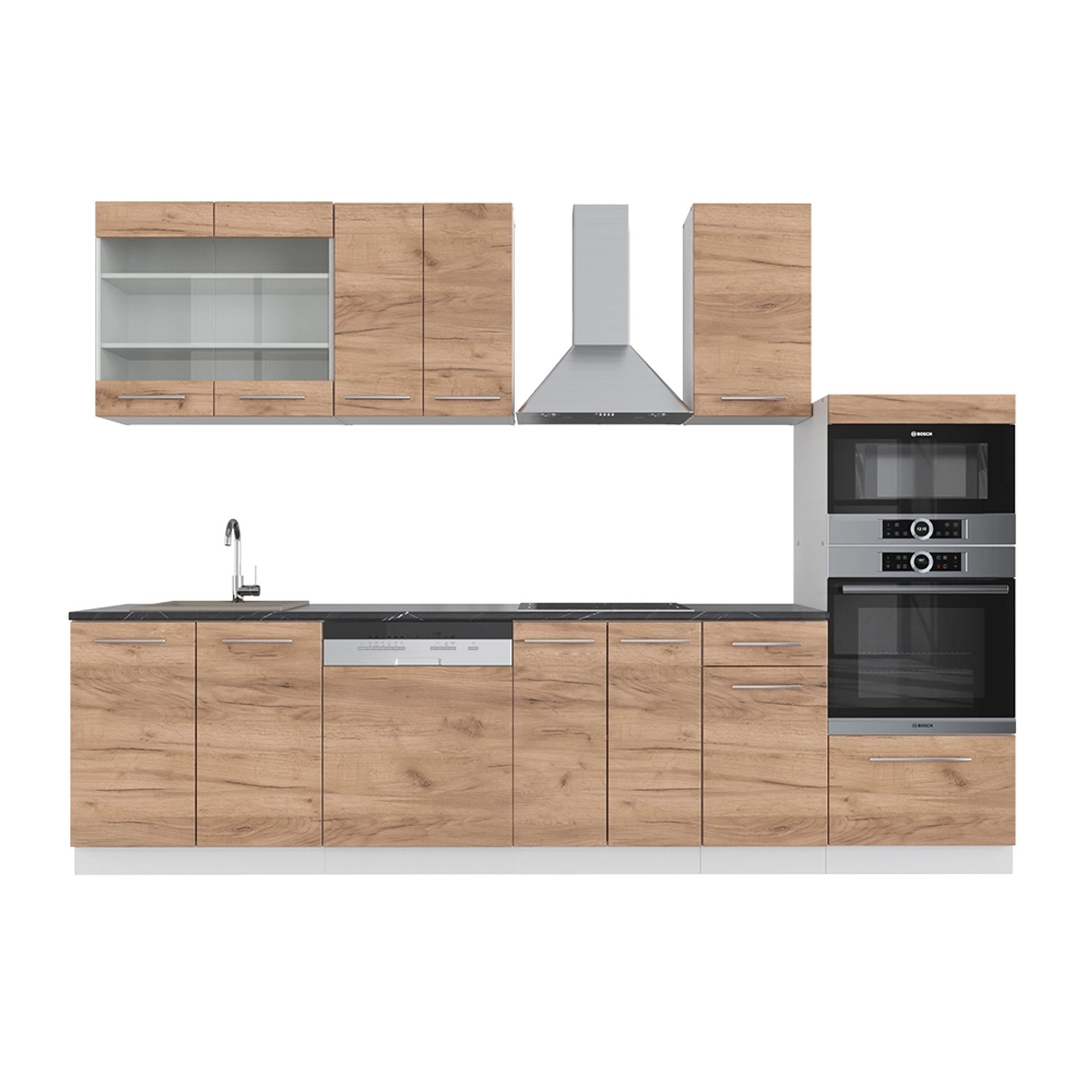 Vicco Fame-Line Küchenzeile Bordeaux Hochglanz/Anthrazit 300 cm mit Hochsch günstig online kaufen