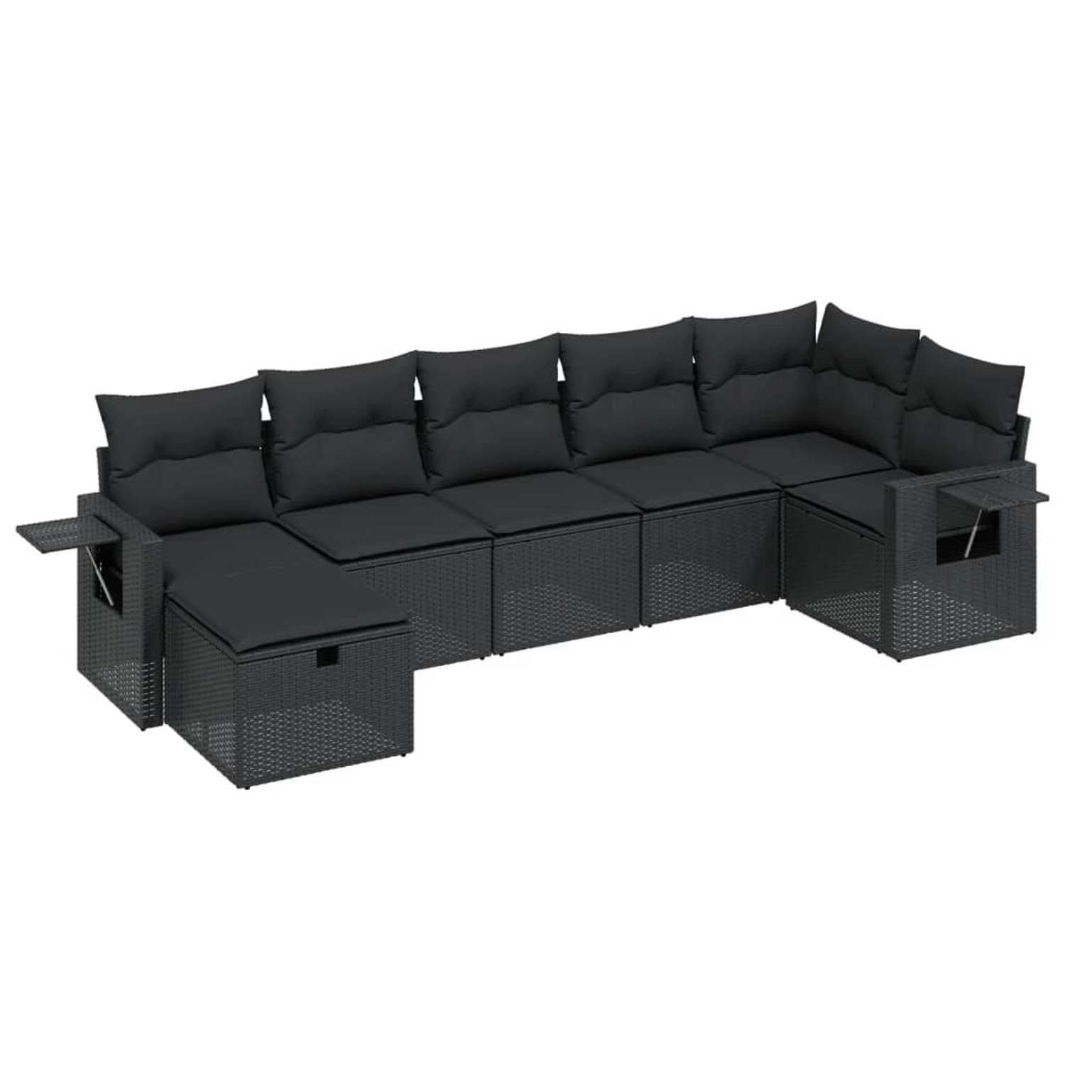 vidaXL 7-tlg Garten-Sofagarnitur mit Kissen Schwarz Poly Rattan Modell 159 günstig online kaufen