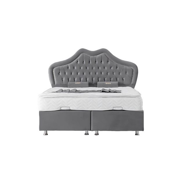 Xlmoebel Bett Boxspringbett Grau Doppelbett Chesterfield Stil Stoffbett 160 günstig online kaufen