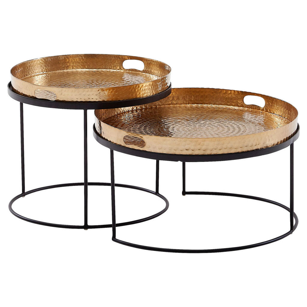 Couchtisch 2er-Set. schwarz gold B/H/T: ca. 56x33x56 cm günstig online kaufen