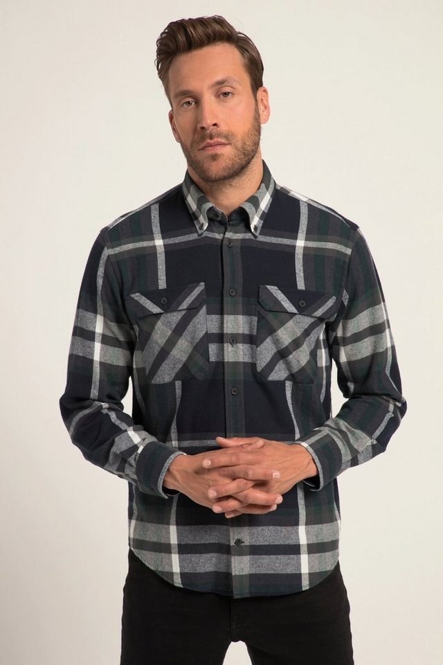 JP1880 Businesshemd Karo-Flanellhemd Langarm Buttondown-Kragen günstig online kaufen