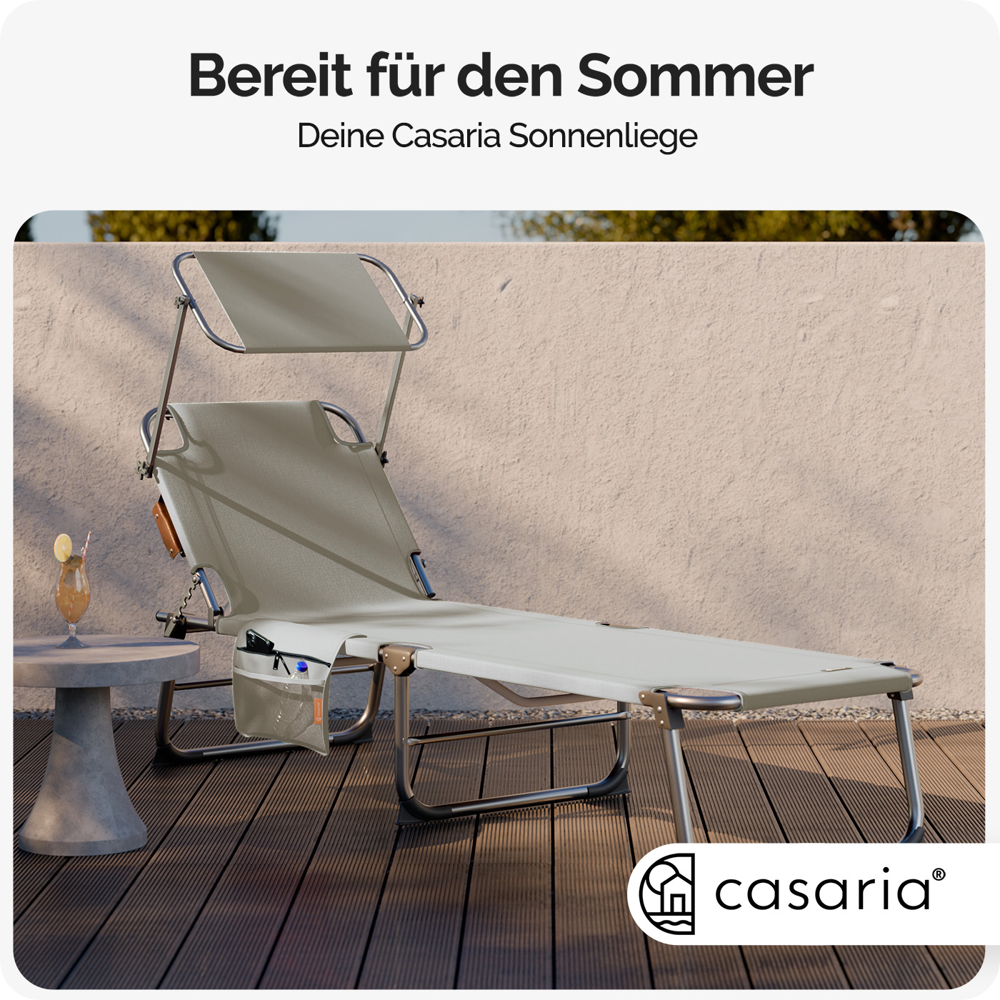 Sonnenliege Ibiza Creme 190x59x29cm Alu Sonnendach günstig online kaufen