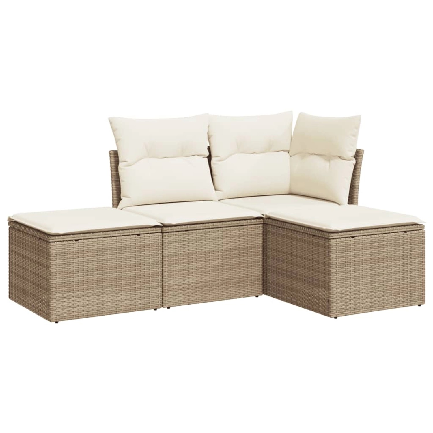 vidaXL 4-Tlg Garten-Sofagarnitur mit Kissen Beige Poly Rattan 3217478 günstig online kaufen