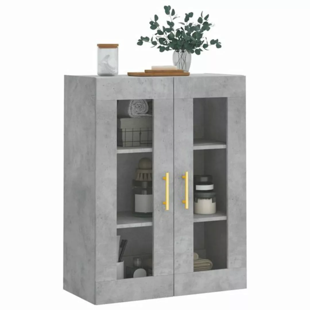 vidaXL Hängeschrank Wandschrank Betongrau 69,5x34x90 cm Glas Vitrine Hänges günstig online kaufen