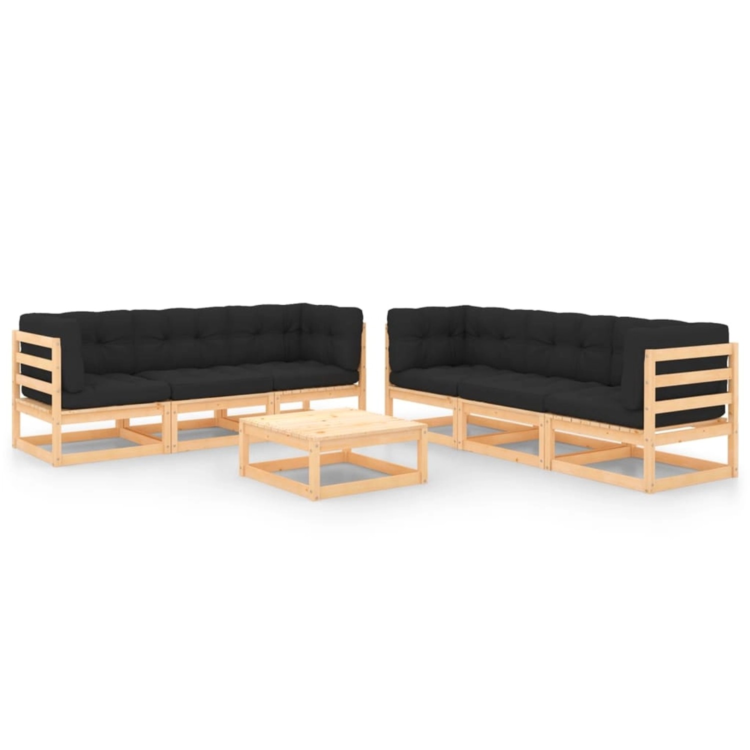 Vidaxl 7-tlg. Garten-lounge-set Mit Anthrazit Kissen Massivholz Kiefer günstig online kaufen