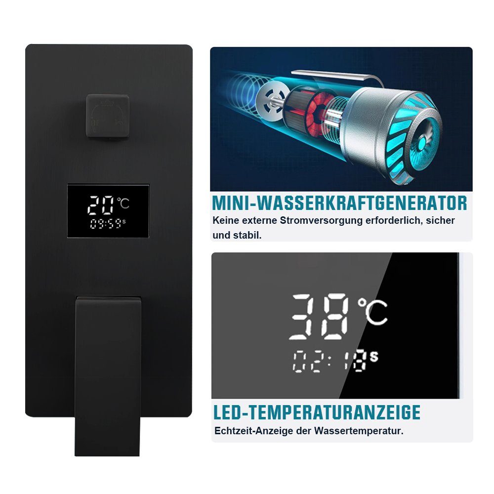 XERSEK Brausegarnitur Duschsystem Schwarz Unterputz, Unterputz günstig online kaufen
