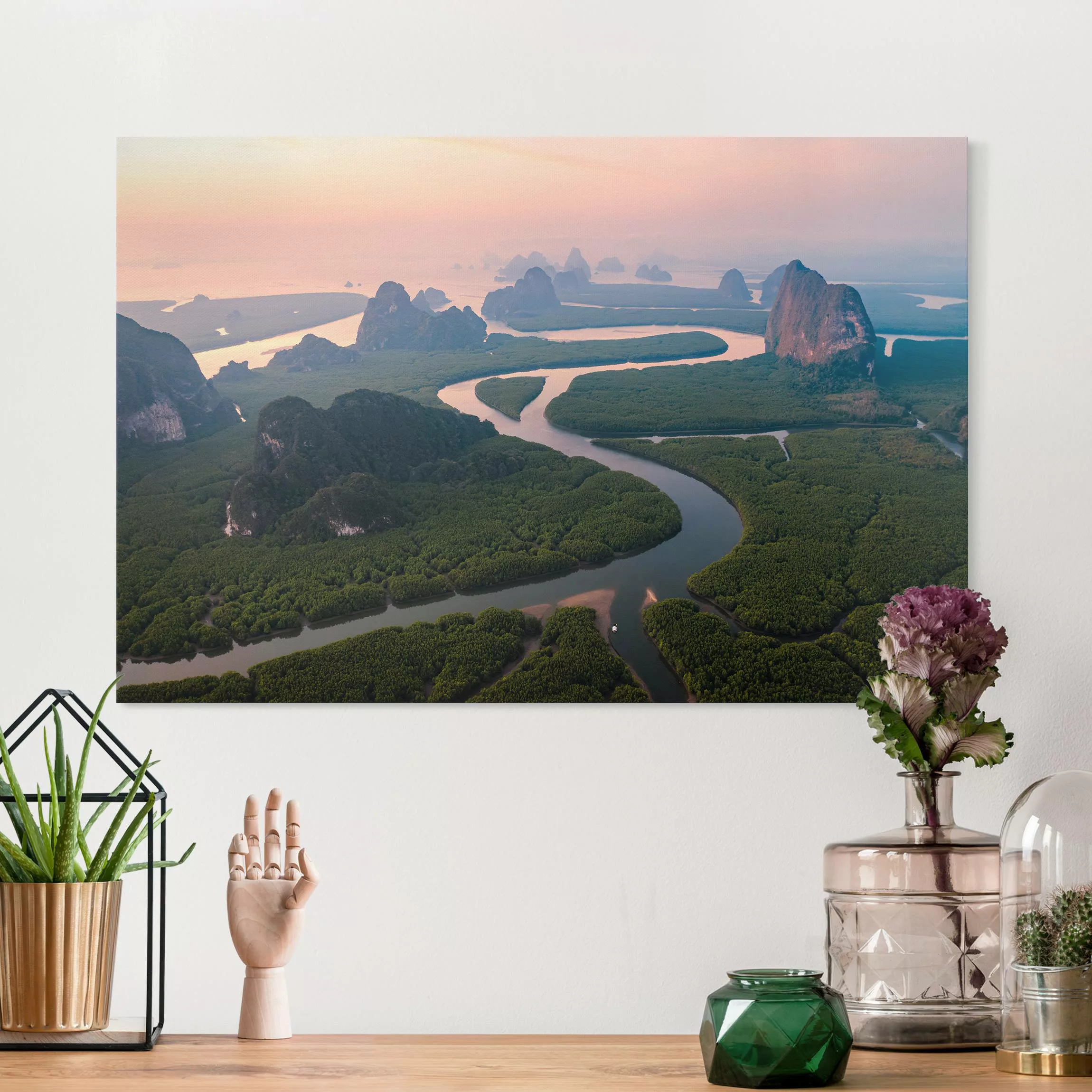 Leinwandbild Flusslandschaft in Thailand günstig online kaufen