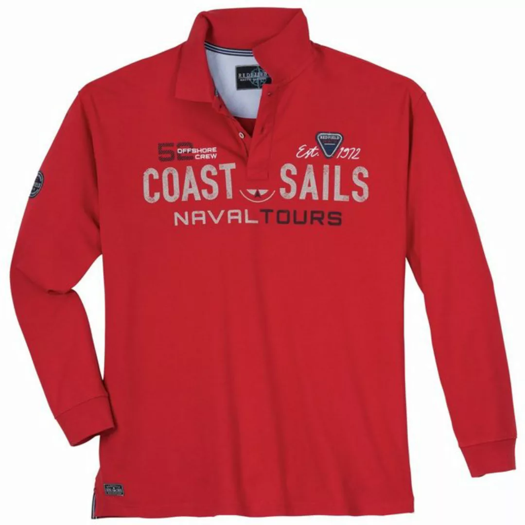redfield Langarm-Poloshirt Große Größen Langarm-Poloshirt rot Coast Sails R günstig online kaufen